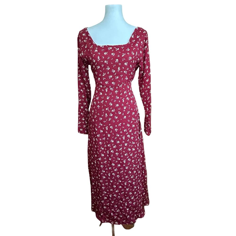 Vintage 90s Studio Wardrobe Custom Burgundy Floral Maxi Dress